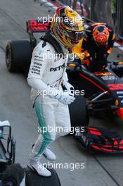 1st place Lewis Hamilton (GBR) Mercedes AMG F1 W08 and 2nd place Max Verstappen (NLD) Red Bull Racing RB13. 08.10.2017. Formula 1 World Championship, Rd 16, Japanese Grand Prix, Suzuka, Japan, Race Day.