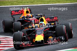 Daniel Ricciardo (AUS) Red Bull Racing RB13 leads team mate Max Verstappen (NLD) Red Bull Racing RB13. 07.10.2017. Formula 1 World Championship, Rd 16, Japanese Grand Prix, Suzuka, Japan, Qualifying Day.