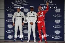 Pole for Lewis Hamilton (GBR) Mercedes AMG F1 W08, 2nd for Valtteri Bottas (FIN) Mercedes AMG F1 W08 and 3rd for Sebastian Vettel (GER) Ferrari. 07.10.2017. Formula 1 World Championship, Rd 16, Japanese Grand Prix, Suzuka, Japan, Qualifying Day.