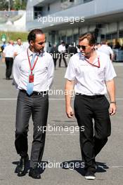 (L to R): Alex Molina, Allsport Management, with Jonathan Nichols (GBR) FOM. 08.10.2017. Formula 1 World Championship, Rd 16, Japanese Grand Prix, Suzuka, Japan, Race Day.