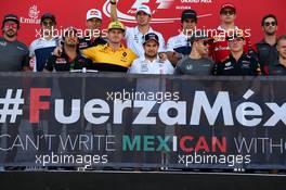 The drivers support the victims of the Mexico earthquake. 08.10.2017. Formula 1 World Championship, Rd 16, Japanese Grand Prix, Suzuka, Japan, Race Day.