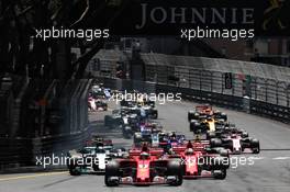 Kimi Raikkonen (FIN) Ferrari SF70H leads at the start of the race. 28.05.2017. Formula 1 World Championship, Rd 6, Monaco Grand Prix, Monte Carlo, Monaco, Race Day.