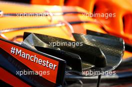 The McLaren MCL32 front wing with a tribute to the victims of the Manchester bombing. 27.05.2017. Formula 1 World Championship, Rd 6, Monaco Grand Prix, Monte Carlo, Monaco, Qualifying Day.