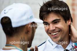 (L to R): Lewis Hamilton (GBR) Mercedes AMG F1 with Lance Stroll (CDN) Williams. 28.05.2017. Formula 1 World Championship, Rd 6, Monaco Grand Prix, Monte Carlo, Monaco, Race Day.