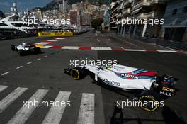 Felipe Massa (BRA) Williams FW40 follows team mate Lance Stroll (CDN) Williams FW40. 25.05.2017. Formula 1 World Championship, Rd 6, Monaco Grand Prix, Monte Carlo, Monaco, Practice Day.