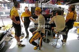 Nico Hulkenberg (GER) Renault Sport F1 Team and Jolyon Palmer (GBR) Renault Sport F1 Team   25.05.2017. Formula 1 World Championship, Rd 6, Monaco Grand Prix, Monte Carlo, Monaco, Practice Day.