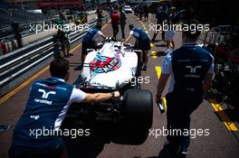 Williams FW40 pushed to scrutineering. 24.05.2017. Formula 1 World Championship, Rd 6, Monaco Grand Prix, Monte Carlo, Monaco, Preparation Day.