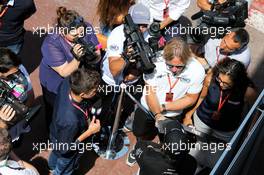 Sergio Perez (MEX) Sahara Force India F1 with the media. 24.05.2017. Formula 1 World Championship, Rd 6, Monaco Grand Prix, Monte Carlo, Monaco, Preparation Day.