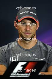 Jenson Button (GBR) McLaren in the FIA Press Conference. 24.05.2017. Formula 1 World Championship, Rd 6, Monaco Grand Prix, Monte Carlo, Monaco, Preparation Day.
