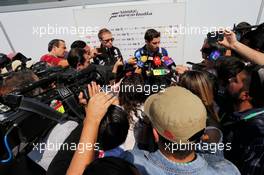 Alfonso Celis Jr (MEX) Sahara Force India F1 Development Driver with the media. 27.10.2017. Formula 1 World Championship, Rd 18, Mexican Grand Prix, Mexico City, Mexico, Practice Day.