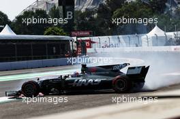 Romain Grosjean (FRA) Haas F1 Team VF-17 spins in the second practice session. 27.10.2017. Formula 1 World Championship, Rd 18, Mexican Grand Prix, Mexico City, Mexico, Practice Day.