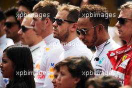 Lewis Hamilton (GBR) Mercedes AMG F1 as the grid observes the national anthem. 29.10.2017. Formula 1 World Championship, Rd 18, Mexican Grand Prix, Mexico City, Mexico, Race Day.