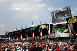 The podium (L to R): Valtteri Bottas (FIN) Mercedes AMG F1 W08, second; Max Verstappen (NLD) Red Bull Racing, race winner; Kimi Raikkonen (FIN) Ferrari, third. 29.10.2017. Formula 1 World Championship, Rd 18, Mexican Grand Prix, Mexico City, Mexico, Race Day.