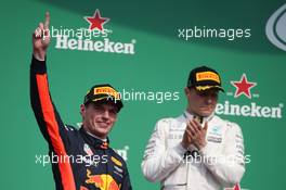 1st place Max Verstappen (NLD) Red Bull Racing RB13 and 2nd place Valtteri Bottas (FIN) Mercedes AMG F1. 29.10.2017. Formula 1 World Championship, Rd 18, Mexican Grand Prix, Mexico City, Mexico, Race Day.