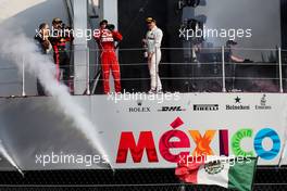 The podium (L to R): Max Verstappen (NLD) Red Bull Racing; race winner; Kimi Raikkonen (FIN) Ferrari, third; Valtteri Bottas (FIN) Mercedes AMG F1, second. 29.10.2017. Formula 1 World Championship, Rd 18, Mexican Grand Prix, Mexico City, Mexico, Race Day.