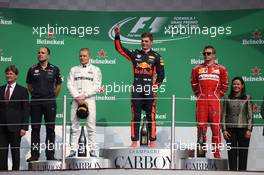 1st place Max Verstappen (NLD) Red Bull Racing RB13, 2nd Valtteri Bottas (FIN) Mercedes AMG F1 W08 and 3rd place Kimi Raikkonen (FIN) Ferrari SF70H. 29.10.2017. Formula 1 World Championship, Rd 18, Mexican Grand Prix, Mexico City, Mexico, Race Day.