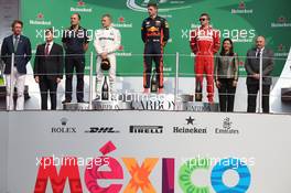 1st place Max Verstappen (NLD) Red Bull Racing RB13, 2nd place Valtteri Bottas (FIN) Mercedes AMG F1 and 3rd place Kimi Raikkonen (FIN) Ferrari. 29.10.2017. Formula 1 World Championship, Rd 18, Mexican Grand Prix, Mexico City, Mexico, Race Day.