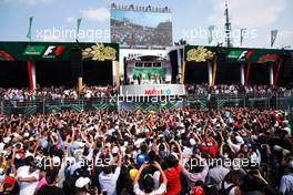 The podium (L to R): Valtteri Bottas (FIN) Mercedes AMG F1 W08, second; Max Verstappen (NLD) Red Bull Racing, race winner; Kimi Raikkonen (FIN) Ferrari, third.                                29.10.2017. Formula 1 World Championship, Rd 18, Mexican Grand Prix, Mexico City, Mexico, Race Day.