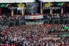 The podium (L to R): Valtteri Bottas (FIN) Mercedes AMG F1 W08, second; Max Verstappen (NLD) Red Bull Racing, race winner; Kimi Raikkonen (FIN) Ferrari, third. 29.10.2017. Formula 1 World Championship, Rd 18, Mexican Grand Prix, Mexico City, Mexico, Race Day.