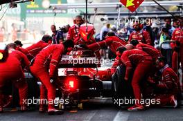 Sebastian Vettel (GER) Ferrari SF70H practices a pit stop.