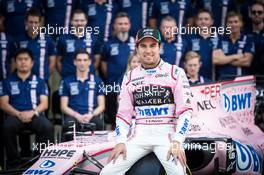 Sergio Perez (MEX) Sahara Force India F1 at a team photograph. 28.10.2017. Formula 1 World Championship, Rd 18, Mexican Grand Prix, Mexico City, Mexico, Qualifying Day.