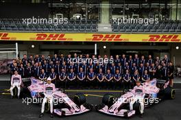 (L to R): Alfonso Celis Jr (MEX) Sahara Force India F1 Development Driver; Esteban Ocon (FRA) Sahara Force India F1 VJM10; and Sergio Perez (MEX) Sahara Force India F1; at a team photograph. 28.10.2017. Formula 1 World Championship, Rd 18, Mexican Grand Prix, Mexico City, Mexico, Qualifying Day.