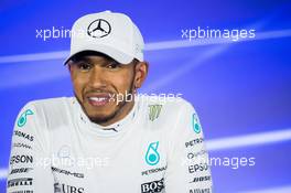 Lewis Hamilton (GBR) Mercedes AMG F1 in the post qualifying FIA Press Conference. 28.10.2017. Formula 1 World Championship, Rd 18, Mexican Grand Prix, Mexico City, Mexico, Qualifying Day.