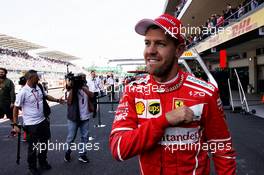 Sebastian Vettel (GER) Ferrari celebrates his pole position in qualifying parc ferme.                                28.10.2017. Formula 1 World Championship, Rd 18, Mexican Grand Prix, Mexico City, Mexico, Qualifying Day.