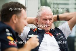 Dr Helmut Marko (AUT) Red Bull Motorsport Consultant with Christian Horner (GBR) Red Bull Racing Team Principal. 28.10.2017. Formula 1 World Championship, Rd 18, Mexican Grand Prix, Mexico City, Mexico, Qualifying Day.
