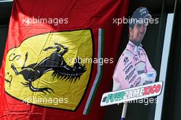 Flags for Ferrari and Sergio Perez (MEX) Sahara Force India F1. 28.10.2017. Formula 1 World Championship, Rd 18, Mexican Grand Prix, Mexico City, Mexico, Qualifying Day.