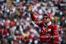 Sebastian Vettel (GER) Ferrari on the drivers parade. 29.10.2017. Formula 1 World Championship, Rd 18, Mexican Grand Prix, Mexico City, Mexico, Race Day.