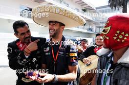 Traditional Mexican Band and a wrestler with Daniel Ricciardo (AUS) Red Bull Racing. 26.10.2017. Formula 1 World Championship, Rd 18, Mexican Grand Prix, Mexico City, Mexico, Preparation Day.