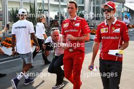 Lewis Hamilton (GBR) Mercedes AMG F1 and Sebastian Vettel (GER) Ferrari. 26.10.2017. Formula 1 World Championship, Rd 18, Mexican Grand Prix, Mexico City, Mexico, Preparation Day.