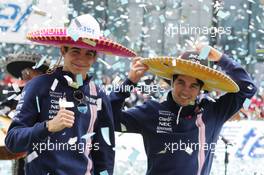 (L to R): Esteban Ocon (FRA) Sahara Force India F1 Team and Sergio Perez (MEX) Sahara Force India F1 at an America Movil Charity Football Match. 25.10.2017 Formula 1 World Championship, Rd 18, Mexican Grand Prix, Mexico City, Mexico, Preparation Day.