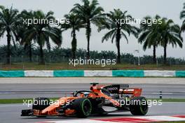 Fernando Alonso (ESP) McLaren MCL32.                                29.09.2017. Formula 1 World Championship, Rd 15, Malaysian Grand Prix, Sepang, Malaysia, Friday.