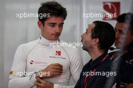 Charles Leclerc (MON) Sauber F1 Team Test Driver with Nicolas Todt (FRA) Driver Manager. 29.09.2017. Formula 1 World Championship, Rd 15, Malaysian Grand Prix, Sepang, Malaysia, Friday.