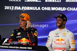 (L to R): Max Verstappen (NLD) Red Bull Racing and Daniel Ricciardo (AUS) Red Bull Racing in the FIA Press Conference. 01.10.2017. Formula 1 World Championship, Rd 15, Malaysian Grand Prix, Sepang, Malaysia, Sunday.