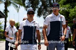 (L to R): Felipe Massa (BRA) Williams with team mate Lance Stroll (CDN) Williams. 30.09.2017. Formula 1 World Championship, Rd 15, Malaysian Grand Prix, Sepang, Malaysia, Saturday.