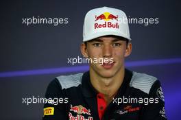 Pierre Gasly (FRA) Scuderia Toro Rosso in the FIA Press Conference. 28.09.2017. Formula 1 World Championship, Rd 15, Malaysian Grand Prix, Sepang, Malaysia, Thursday.