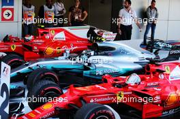 Race winner Valtteri Bottas (FIN) Mercedes AMG F1 W08 with Kimi Raikkonen (FIN) Ferrari SF70H and Sebastian Vettel (GER) Ferrari SF70H in parc ferme. 30.04.2017. Formula 1 World Championship, Rd 4, Russian Grand Prix, Sochi Autodrom, Sochi, Russia, Race Day.