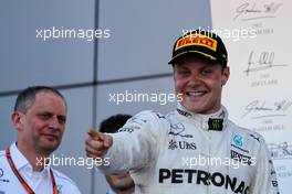 Race winner Valtteri Bottas (FIN) Mercedes AMG F1 celebrates on the podium. 30.04.2017. Formula 1 World Championship, Rd 4, Russian Grand Prix, Sochi Autodrom, Sochi, Russia, Race Day.