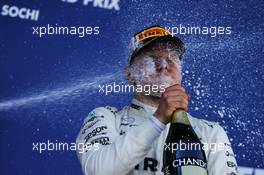 Race winner Valtteri Bottas (FIN) Mercedes AMG F1 celebrates on the podium. 30.04.2017. Formula 1 World Championship, Rd 4, Russian Grand Prix, Sochi Autodrom, Sochi, Russia, Race Day.