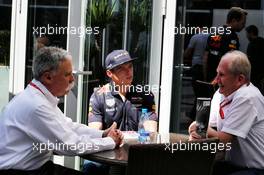 (L to R): Chase Carey (USA) Formula One Group Chairman with Max Verstappen (NLD) Red Bull Racing and Dr Helmut Marko (AUT) Red Bull Motorsport Consultant. 30.04.2017. Formula 1 World Championship, Rd 4, Russian Grand Prix, Sochi Autodrom, Sochi, Russia, Race Day.