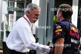(L to R): Chase Carey (USA) Formula One Group Chairman with Christian Horner (GBR) Red Bull Racing Team Principal. 30.04.2017. Formula 1 World Championship, Rd 4, Russian Grand Prix, Sochi Autodrom, Sochi, Russia, Race Day.