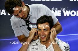 Toto Wolff (GER) Mercedes AMG F1 Shareholder and Executive Director in the FIA Press Conference. 24.11.2017. Formula 1 World Championship, Rd 20, Abu Dhabi Grand Prix, Yas Marina Circuit, Abu Dhabi, Practice Day.