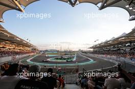 Valtteri Bottas (FIN) Mercedes AMG F1 W08 leads team mate Lewis Hamilton (GBR) Mercedes AMG F1 W08. 26.11.2017. Formula 1 World Championship, Rd 20, Abu Dhabi Grand Prix, Yas Marina Circuit, Abu Dhabi, Race Day.