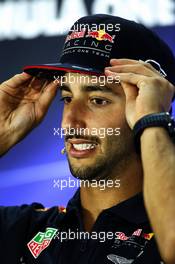 Daniel Ricciardo (AUS) Red Bull Racing in the FIA Press Conference. 23.11.2017. Formula 1 World Championship, Rd 20, Abu Dhabi Grand Prix, Yas Marina Circuit, Abu Dhabi, Preparation Day.