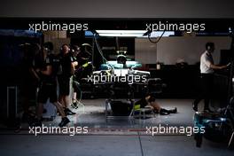 Mercedes AMG F1 garage at night. 20.10.2017. Formula 1 World Championship, Rd 17, United States Grand Prix, Austin, Texas, USA, Practice Day.