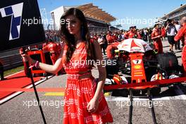 Grid girl for Kimi Raikkonen (FIN) Ferrari SF70H.                                22.10.2017. Formula 1 World Championship, Rd 17, United States Grand Prix, Austin, Texas, USA, Race Day.