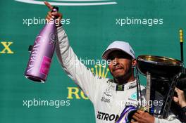 Race winner Lewis Hamilton (GBR) Mercedes AMG F1 celebrates on the podium. 22.10.2017. Formula 1 World Championship, Rd 17, United States Grand Prix, Austin, Texas, USA, Race Day.